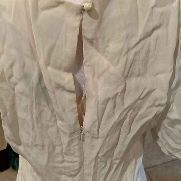 Asos Women's 8 Pleat Side Midi Dress Ivory Cream Modest With Detachable Slip New - Picture 4 of 14